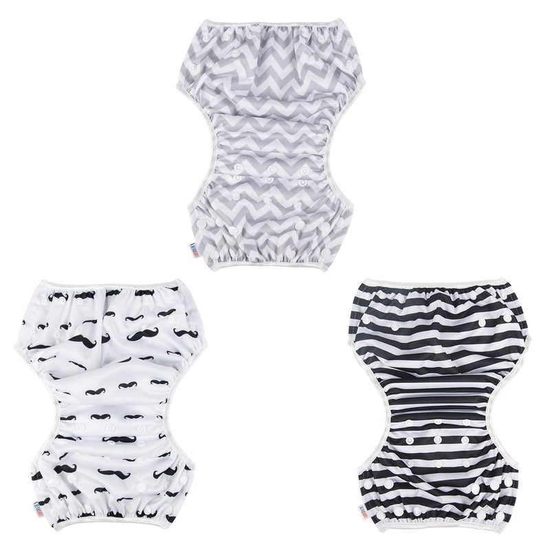 Alva Baby Swim Diapers 3pcs Reuseable Washable & Adjustable for Swimming Lesson & 0-2 Years Baby Boy Girl 3SWY01 - Image 3